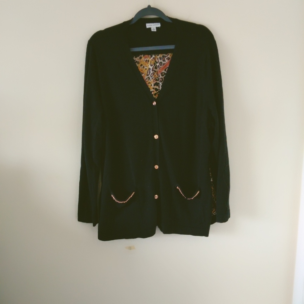Susan Graver mixed fabric cardigan